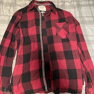 straight faded plaid shirt in size L